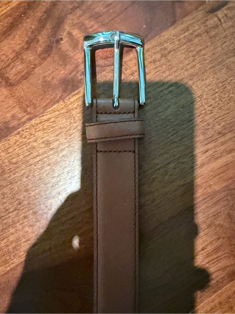 Brooks Brothers Brown Leather Belt with Silver Buckle